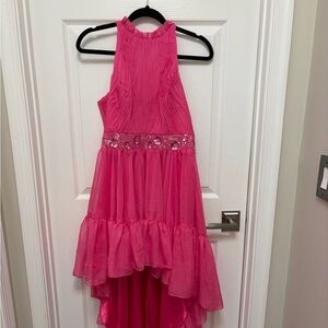 MAC DUGGAL Dress Size 6 Evening Gown Pink Halter NEW Flowy Chiffon High Low NWT